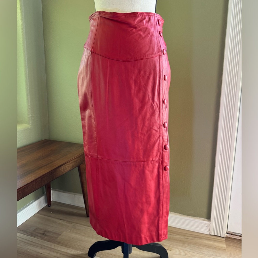 Wilson Red Leather Skirt